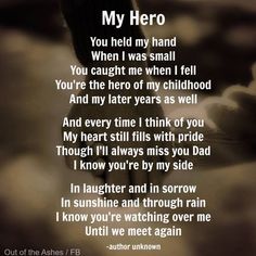 a poem written in black and white with the words'my hero you held my hand when