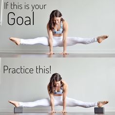 a woman doing yoga poses with the caption if this is your goal practice this