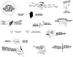 some black and white stickers with words on them