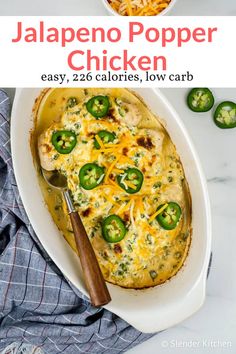 jalapeno popper chicken in a casserole dish