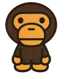 a monkey sticker sitting on top of a white surface