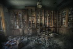 an old library filled with lots of books