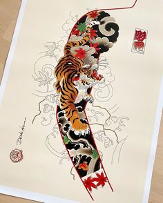 1,792 Likes, 5 Comments - DENEKA HORIDEN 彫電 (@deneka_) on Instagram: “⚡️NEW PRINT FOR SALE⚡️ Available on my online shop! (link on my bio) Check it out!! Thank you for…” Japanese Tiger Tattoo, Mangas Tattoo, Tiger Tattoo Sleeve, Tattoo Japanese Style, Vogel Tattoo, Traditional Tattoo Inspiration, Japanese Tiger, Tiger Tattoo Design, Japan Tattoo Design