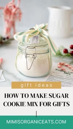 a jar filled with sugar next to some candy canes