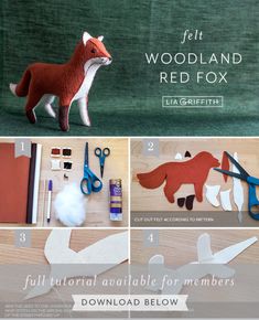 the instructions for how to make felt woodland red fox