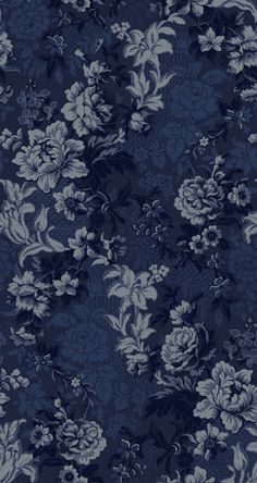 a blue and white floral wallpaper pattern