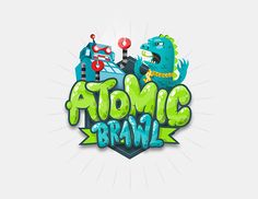 the logo for atomic brain is shown in blue and green letters, with an image of a