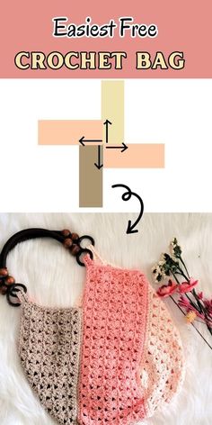 the crochet bag pattern is shown with instructions to make it easier for you to use