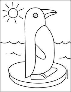 a penguin sitting on top of an inflatable object with the sun above it