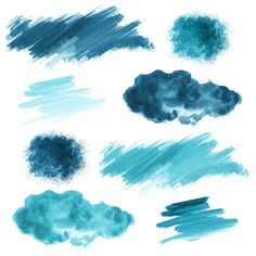 blue ink smudges on white paper, including one cloud and the other is black