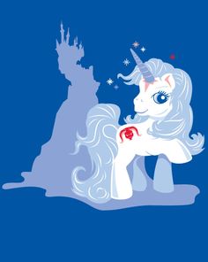 an image of a cartoon pony with a castle in the background and stars on its head