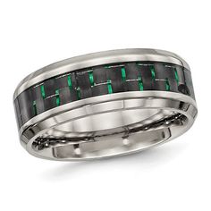 men's wedding band with black and green inlay