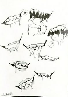 a drawing of different mouths and teeth