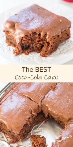 the best cocoa - cola cake is cut in half