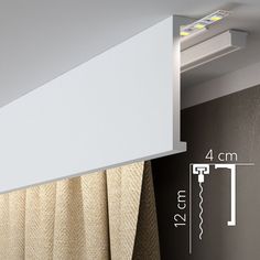 an image of a curtain with measurements for the length and width in front of it