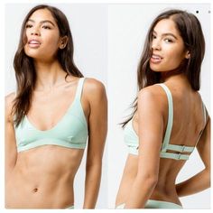 Tavik Coco Seafoam Bikini Swim Top In New Condition, Nwt, Size Xl Measurements Laying Flat Approximately Bottom Band Of Bra: 16” Reversible Bikinis, Cheeky Bikinis, Strap Tops, Swim Bottoms, Swim Top, Coco, Band, Bra, Green