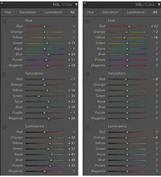 two screens showing different colors in the same color scheme