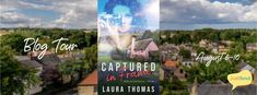 the cover of captured in frame by lucia thomas with an aerial view of houses and trees