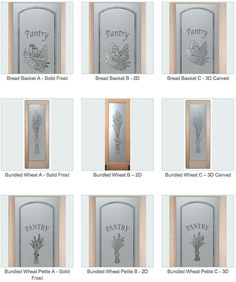 many different types of etched glass doors