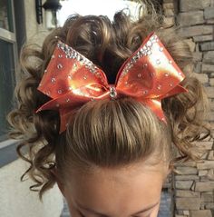 cheer poof.! Cheer Hairstyles With Bows Short Hair, Cute Cheerleading Hairstyles, Hairstyles With Bows, Cheer Hairstyles, Cheer Makeup, Competition Hair, Haircut Styles For Women