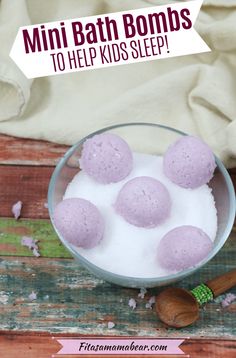 These DIY mini bath bombs are all-natural and made with a blend of essential oils to help promote relaxation and sleep in young kids. Toddler Bath Time, Toddler Bath, Kids Bath