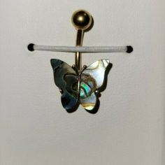 Abalone Shell Covered Butterfly 316l Surgical Steel Belly Button Navel Ring Thickness: 14ga (1.6mm) Length: 3/8" (10mm) Nsq-5070 Belly Button Piercing Gold, Butterfly Belly Button Rings, Butterfly Navel Piercing, Shell Belly Button Piercing, Belly Button Jewelry Butterfly, Belly Button Piercing Hippy, Unique Belly Rings, Sweet Jewelry, Navel Ring