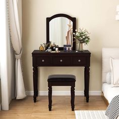 a bedroom scene with focus on the dressing table