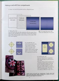 an open book with instructions on how to make origami flowers and other things