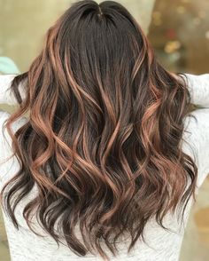 22 Prettiest Ways to Get Rose Gold Highlights for Every Hair Color Gold Highlights On Dark Hair, Red Highlights In Brown Hair, Highlights On Dark Hair, Dark Brown Hair Dye, Spring Hair Color Trends, Highlights For Dark Brown Hair, Pink And Black Hair, Rose Gold Highlights, Textured Haircut