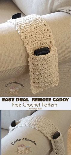 crochet pattern for easy dual remote caddy