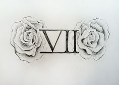 a drawing of two roses with the word vi on it