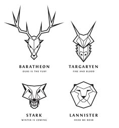 four different types of logos for the game, which include an animal head and two wolf heads