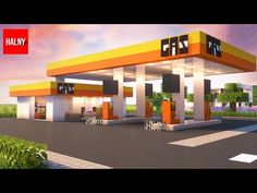 an animated image of a gas station