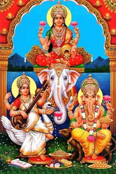 lord ganesha and his attendants