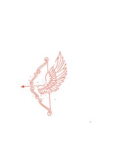 an arrow with wings is drawn in red ink