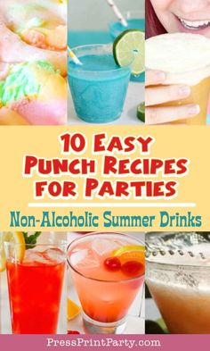 10 easy punch recipes for parties non - alcoholic summer drinks