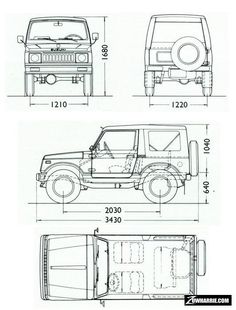 an image of the front and back view of a jeep