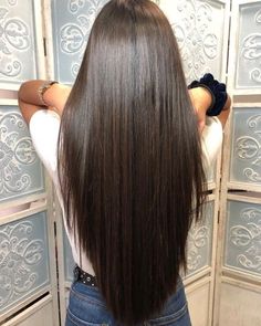 Long Hair V Cut, Dark Brown Long Hair, Brown Straight Hair, Brown Hair Inspo, Long Dark Hair, Long Brown Hair