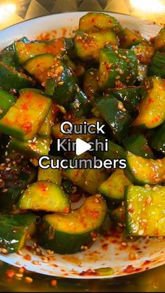 Vince Vasquez on Instagram: "If there’s one trend that stuck with me throughout 2024 it’s gotta be cucumbers. Nowadays I’m picking up a bag of Persian cucumbers every time I go to the store and this quick kimchi cucumber makes a great side dish, snack, or add in some fish cakes and carrots and you’ve got a delicious salad.

Ingredients
5-7 persian cucumbers, halved lengthwise and cut into 1 inch pieces
1/2 tbsp salt
1 tbsp white distilled vinegar
1 tbsp minced garlic
1 tbsp sesame oil
1 heaping tablespoon gochugaru
1 tbsp soy sauce
1 tbsp sugar 
Sliced green onions
Sesame seeds

1. Slice and smack your cucumbers. Add salt and drain in a colander for 30 minutes. Rinse and pat dry cucumbers with paper towels.
2. Mix together vinegar, garlic, sesame oil, gochugaru, soy sauce, and sugar and mi Cucumber Asian Salad, Cucumber Asian, Cucumber Ideas, Low Carb Healthy Snacks, Korean Sides, Cucumber Side, Potatoes Curry, Street Corn Salad Recipe, Quick Kimchi