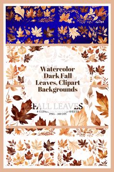 watercolor fall leaves, clipart backgrounds and patterns for photoshopped in adobe