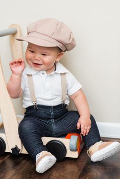 Ring Bearer Outfit Tan, Baby Ring Bearer, Purple Suspenders, Beige Bow Tie, Baby Ring, Tan Wedding