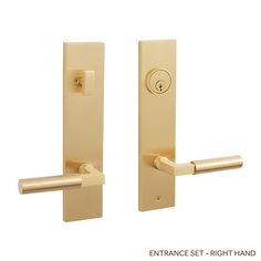 an image of two door handles with the handle on each side and one has a keyhole