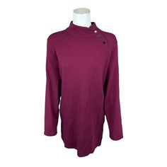 #ad Premium Quality Susan Graver Womens Weekend Cotton Modal French Terry Tunic Top Merlot 2X Size, Fashion womens top Susan Graver, Back Stitch, Mock Neckline, Merlot, Tunic Top, French Terry, Top Styles, Tunic Tops