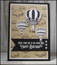 a birthday card with hot air balloons