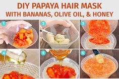 DIY Papaya Hair Mask: W/ Banana, Coconut Milk and Aloe Vera Papaya Hair Mask Homemade, Papaya Hair Mask, Hair Growth Foods, Natural Hair Treatments