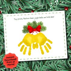 an image of a christmas card with handprints on it