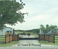 an image of a gate and fenced in area with the words l c gates & fencing on it