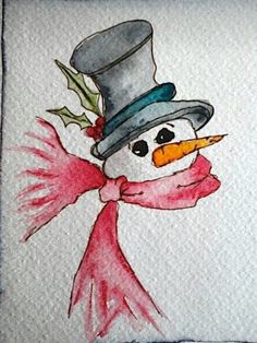 a drawing of a snowman wearing a hat and scarf