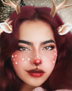 Deer Inspired Makeup, Rain Deer Makeup, Rudolf Makeup, Doe Eye Makeup, Dragon Makeup