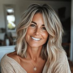 Ash Blonde Hair Over 60, Blonde Hair For Over 40, Grey And Ash Blonde Hair, Blonde For Over 40 Over 40, Brown With Blonde Hair Ideas, Gray Blonde Hair Balayage Ash Brown, Blondes To Brunette, Blonde Pixie Bob Haircut, Woman Over 40 Hairstyles